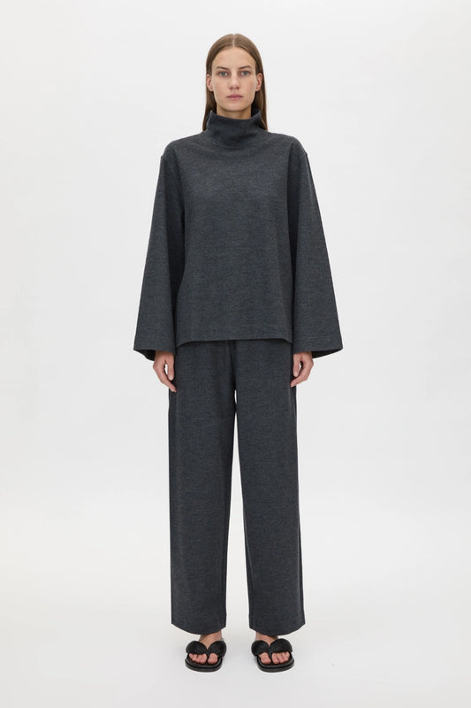 Sabine Lounge Top Charcoal Marle