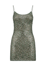Netquins Short Dress Metallic Green by Oséree – A shimmering sequin mini with luxe texture, perfect for viral party looks and stylish daytime glam.