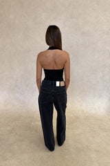 Bronte Halter Jersey Tank Black