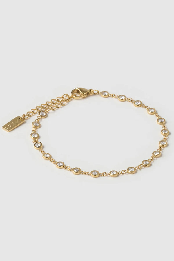 Alessia Bracelet Stone by Arms of Eve – 14K gold PVD chain bracelet with sparkling zircon stones.