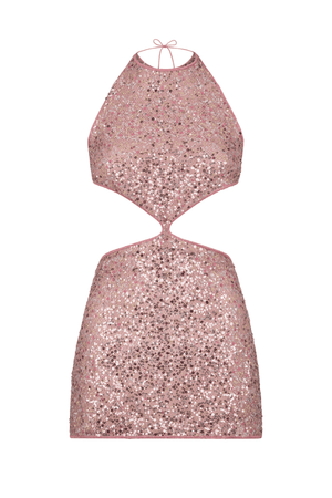 Netquins Cut Out Dress Old Rose by Oséree – A luxe sequin mini with daring cut-outs, perfect for fashion-forward nights and statement party moments.