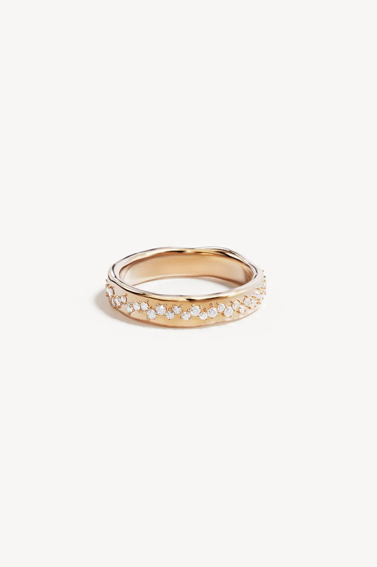 Scattered Light Ring by By Charlotte – 18k gold vermeil stacking ring with undulating crystal design.