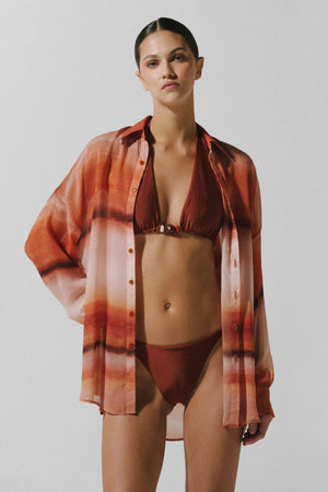 Lulu Shirt Tierra Inca by Baobab, sheer chiffon button shirt, perfect for layering or resort styling