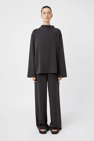 Elanora Long Sleeve Lounge Top Amethyst by Camilla and Marc – Soft high-neck lounge top with side splits, silicone monogram, and blind hems.