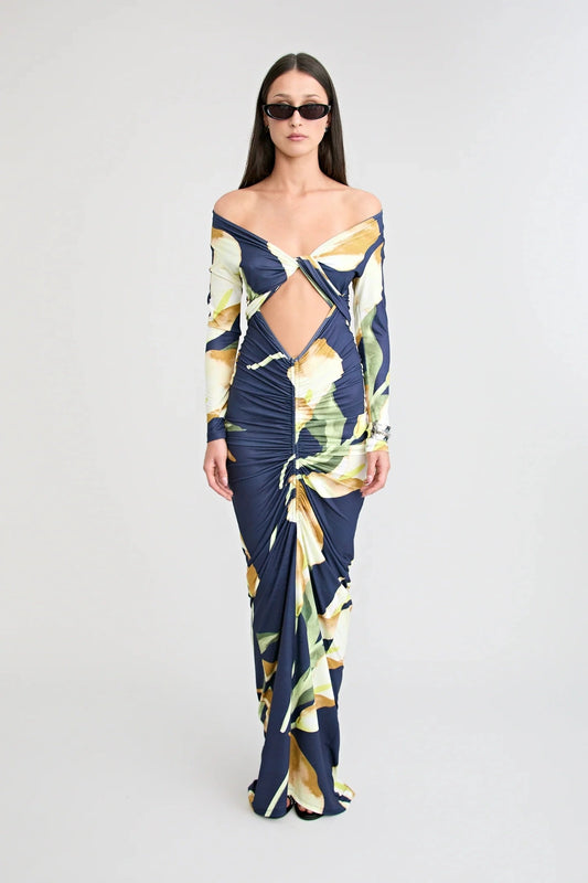 Loni Long Sleeve Dress by Pfeiffer, ruched long sleeve jersey dress, perfect for day to night styling