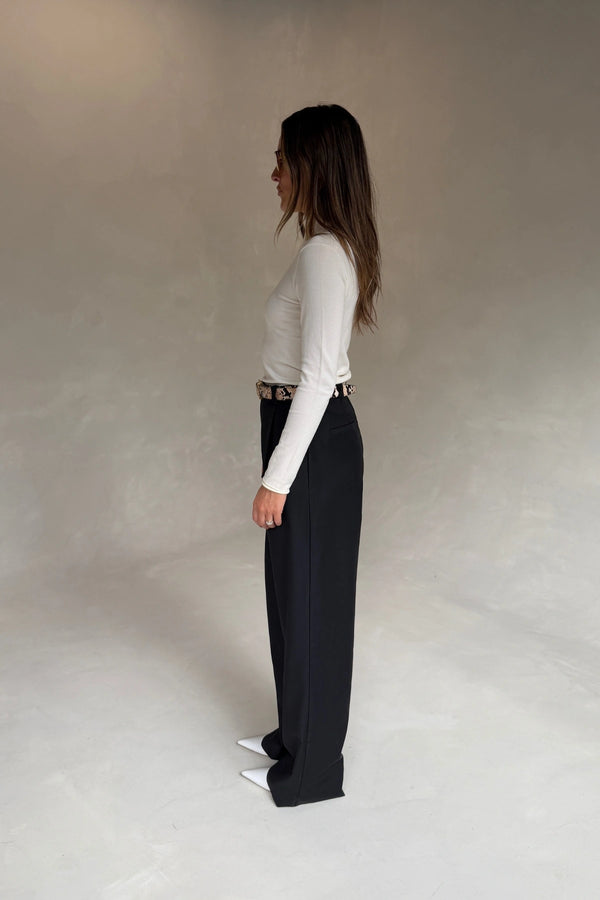 Eloise High V Neck Knit Top Ivory by Sneaky Link, slimming long sleeve knit perfect for work or dinner styling