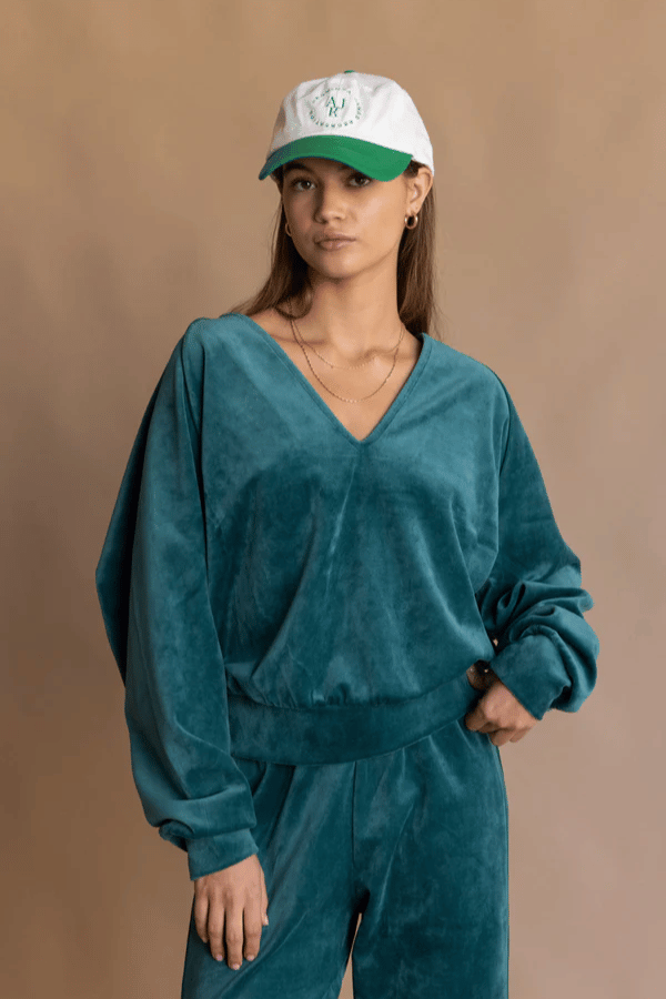 Green velour sweatshirt hotsell