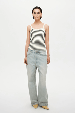 Yoko Relaxed Before Sunset by Neuw Denim, a trendy low-waisted jean with an exaggerated rise, designed to be worn slung low or belted for a tailored look, perfect for casual, contemporary style.