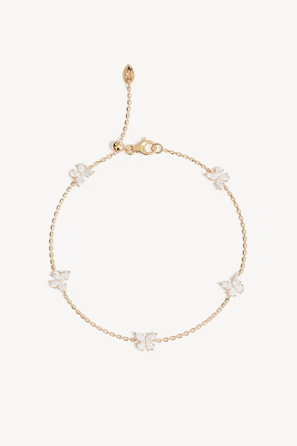 Dancing in the Wind Bracelet by By Charlotte – 18k gold vermeil bracelet with cubic zirconia butterfly pendants.
