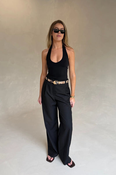 Alexa Tailored Suit Pant Black by Sneaky Link, wide leg tailored pants perfect for office or evening styling
