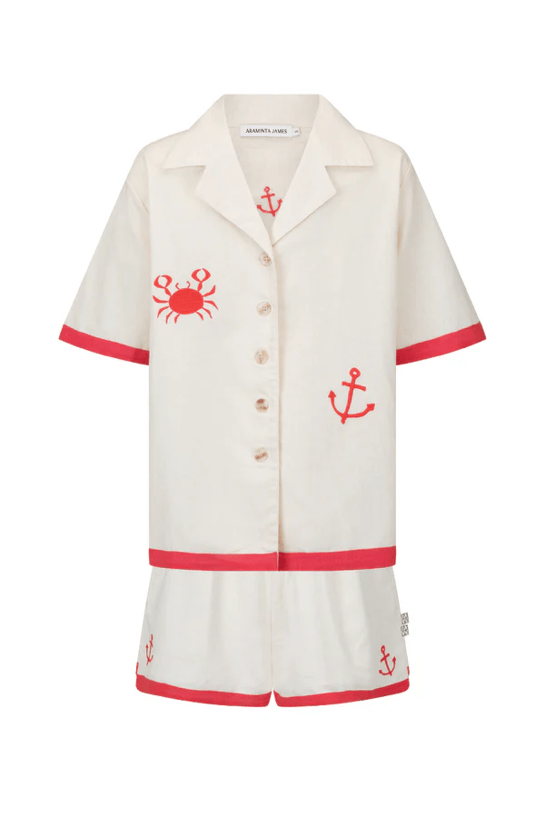 Araminta James | Del Mar Shirt Set Lobster Red | Girls with Gems