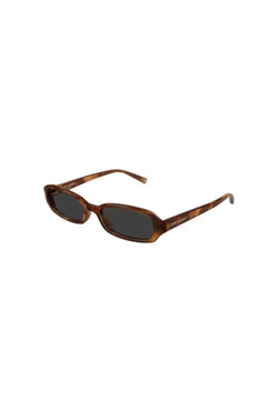SL872ERIN004 Havana by Saint Laurent - slim rectangular sunglasses with havana frame and grey lenses, perfect for modern 90s inspired styling.