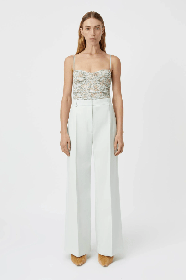 Francis Pant Misty Jade by Camilla and Marc, tailored wide-leg fit with pintuck detail, perfect for polished workdays or chic city styling.