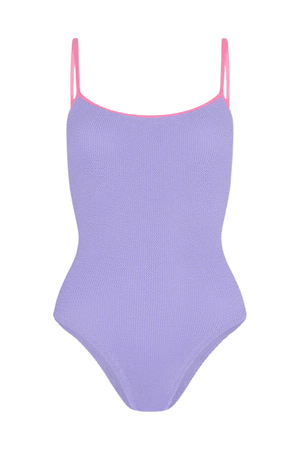 Hunza G | Pamela Swim Contrast Lilac/Bubblegum | Girls with Gems