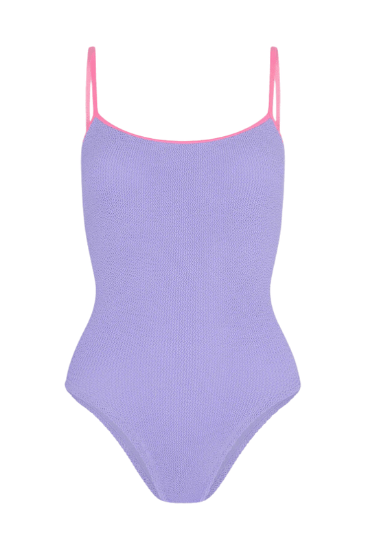 Hunza G | Pamela Swim Contrast Lilac/Bubblegum | Girls with Gems