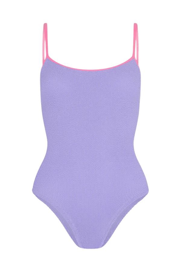 Hunza G | Pamela Swim Contrast Lilac/Bubblegum | Girls with Gems