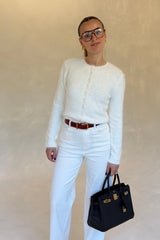 Kai Cardigan White by Sneaky Link, fluffy button up knit cardigan, perfect for cozy everyday winter outfits
