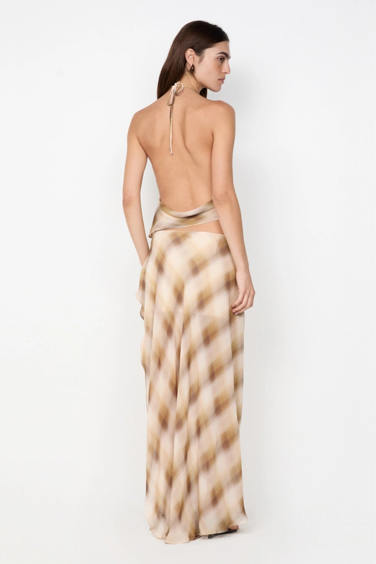 Eliana Midi Skirt by Bec and Bridge — a layered check-print midi with a mini base and side slit, perfect for polished day-to-night styling.