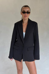 Bobbie Single Breasted Blazer Black by Sneaky Link, tailored blazer with structured fit, perfect for work or elevated styling