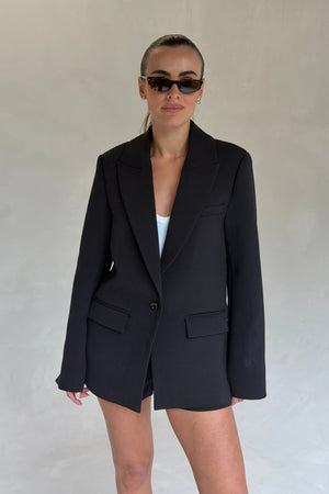 Bobbie Single Breasted Blazer Black by Sneaky Link, tailored blazer with structured fit, perfect for work or elevated styling