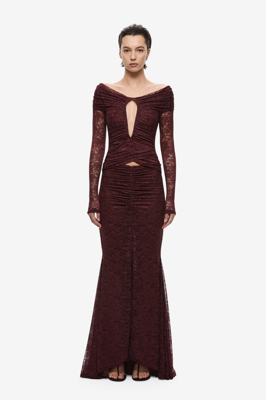 The Kali Ruffle Lace Maxi Currant