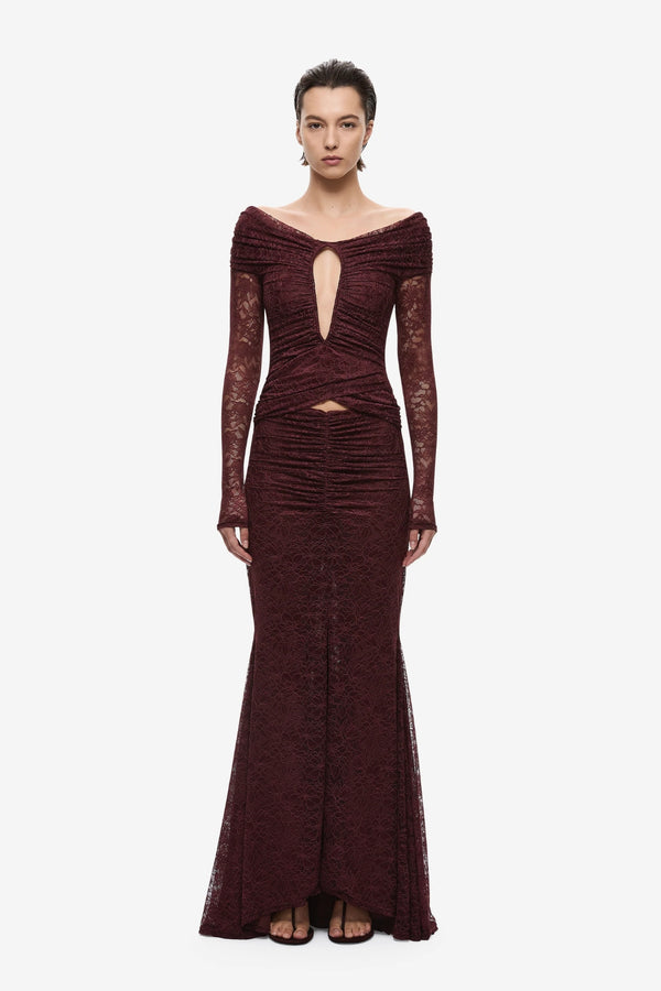 The Kali Ruffle Lace Maxi Currant