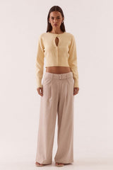 Alani Cardigan Custard by Sovere, soft knit cardigan with keyhole detail, perfect for layering or everyday styling