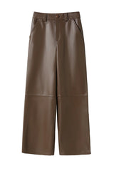 Alice Pant Chocolate by Ppeached - high rise lamb leather pants with classic fit and pockets, designed for a refined modern look.