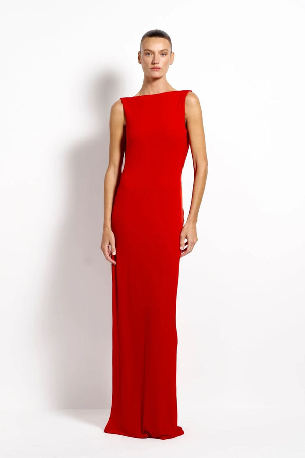 Valora Gown Rio by Effie Kats - sleek jersey maxi dress with low back and side split, perfect for elegant evening and formal events.