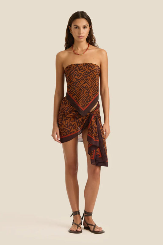 Square Pareo Shadow by Soleil Soleil, sleek lightweight pareo with finished edges, perfect for wrapping as a top, skirt or coastal cover-up.