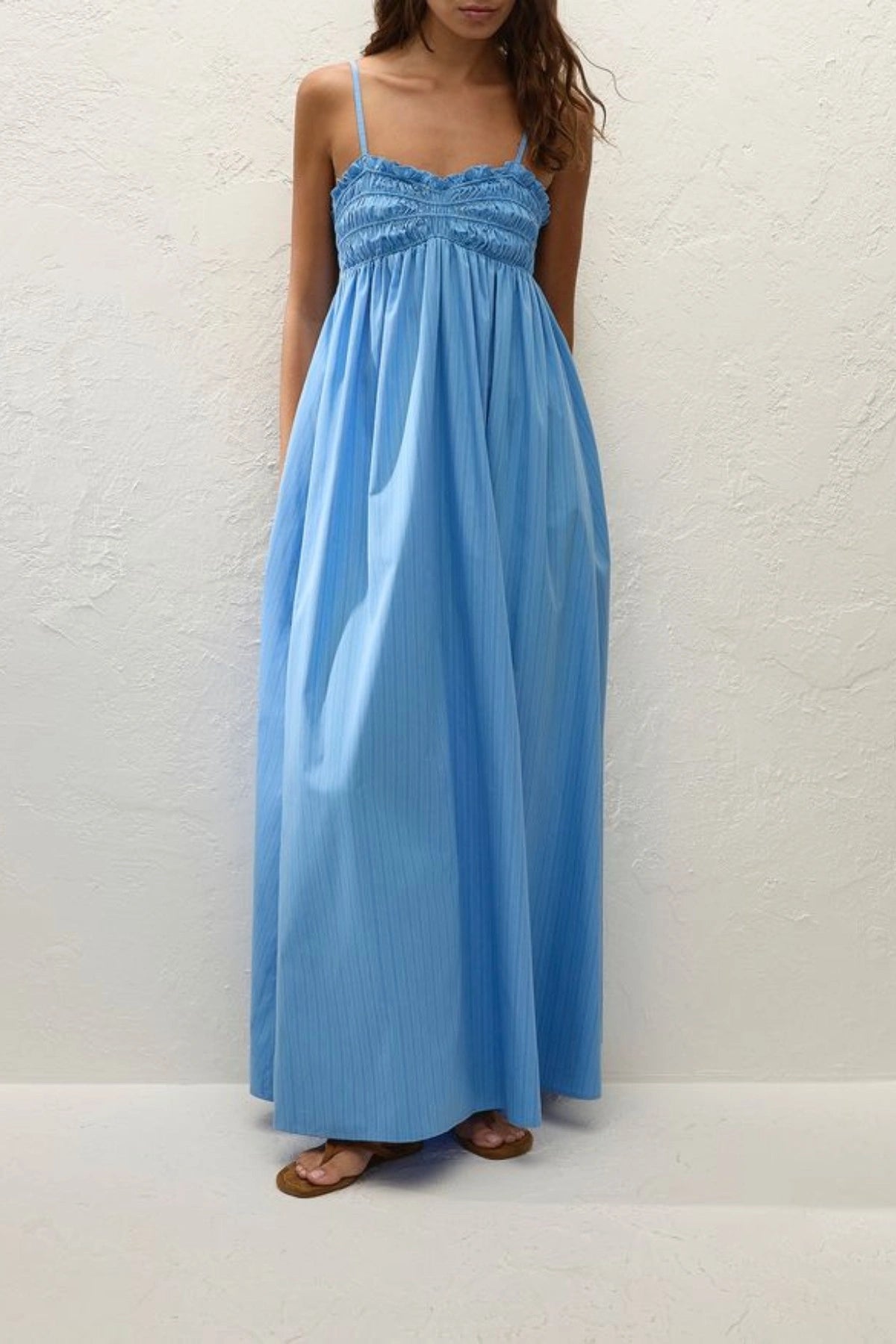 Presa Maxi Dress Mico Pinstripe Azul