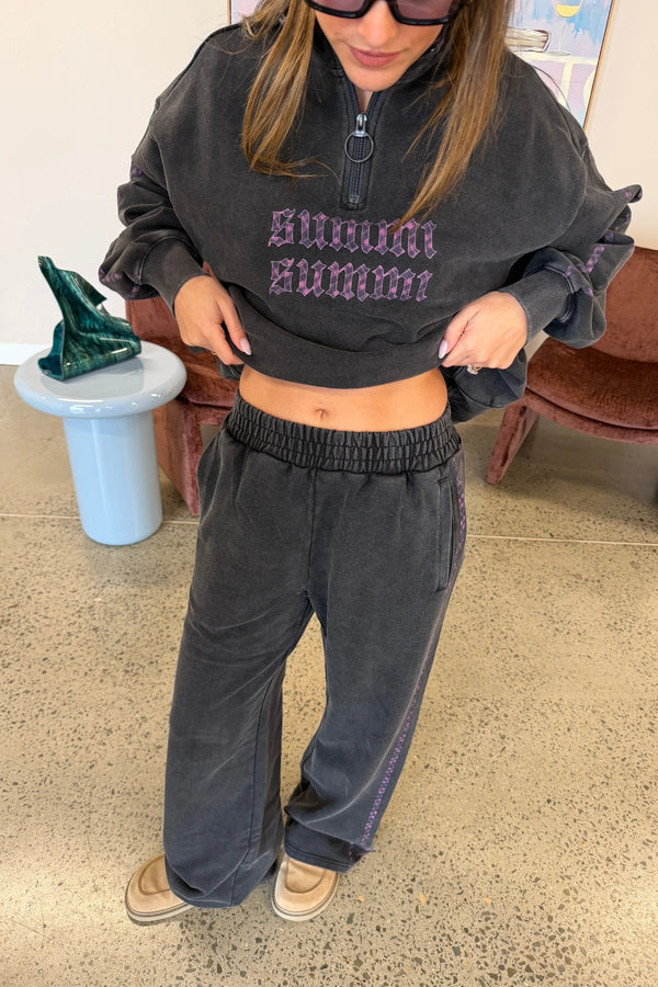 Eden Trackpant Shadow by Summi Summi – relaxed brushed fleece trackpants for elevated everyday comfort.
