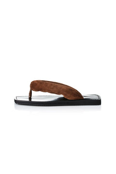 Chase Sandal Mocha Suede by Alias Mae, suede thong sandal with square toe, perfect for everyday casual styling