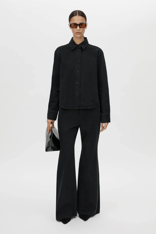 Brynn Denim Jean Inky Black by Camilla and Marc, high-rise flare with smooth contouring and classic detailing, perfect for elevated everyday or dressed-up denim looks.