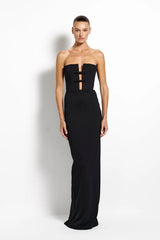 Addison Gown Black by Effie Kats - black crepe gown with fluid drape and long silhouette, designed for a refined modern look.