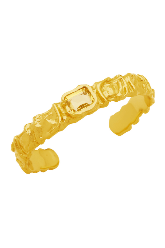 Orchid Bracelet by Amber Sceats, handcrafted in Italy with 24K gold plating and citrine cubic zirconia, a trendy, elegant piece for any occasion.