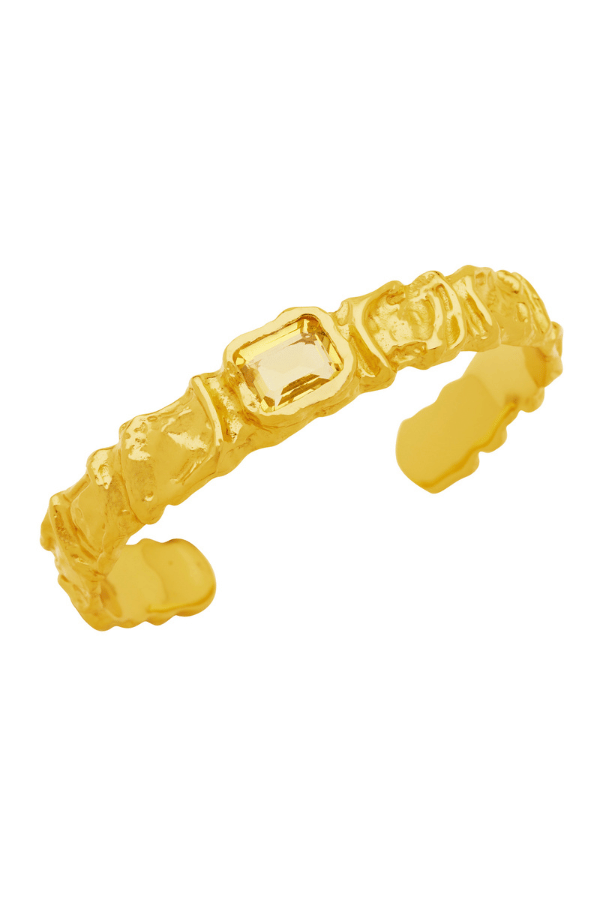 Orchid Bracelet by Amber Sceats, handcrafted in Italy with 24K gold plating and citrine cubic zirconia, a trendy, elegant piece for any occasion.