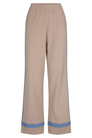 Maya Knit Pant Nougat by Araminta James, soft cotton knit pants with contrast trims and split hems, perfect for chic, comfortable leisurewear looks.