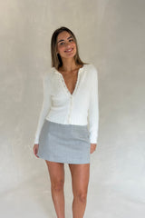 Kai Cardigan White by Sneaky Link, fluffy button up knit cardigan, perfect for cozy everyday winter outfits