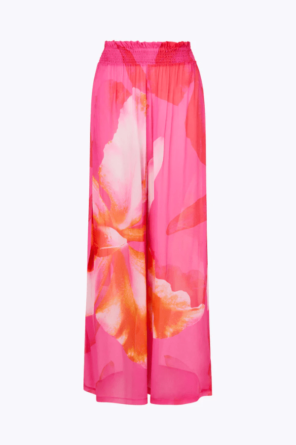 Mission Pants Wildflower by Cin Cin, trendy wide-leg pants with a vibrant wildflower print, perfect for stylish, relaxed resortwear days.