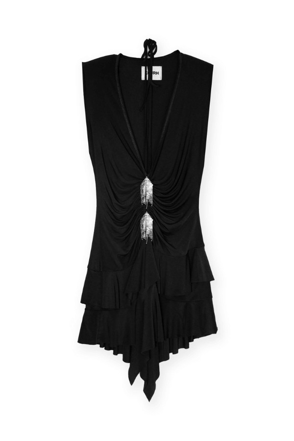 Kourh | Foliage Sleeveless Mini Dress Black | Girls With Gems