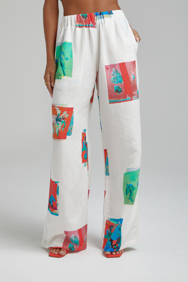 Summi Summi | Linen Pants Montage White | Girls with Gems - Girls With Gems