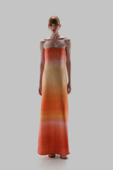 Lola Maxi Dress Atardecer de Colca by Baobab, strapless satin maxi dress with open back, perfect for resort or evening styling