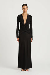 Zuri Maxi Dress Black by Benni, plunge neckline maxi dress with twist detail, perfect for evening or formal styling
