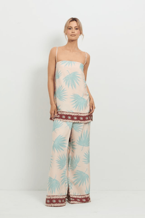 Summer Fling Tunic Multi by Pasduchas, soft-touch Tencel with exclusive palm print, adjustable straps, and invisible zip, perfect for trendy viral summer and coordinated looks.