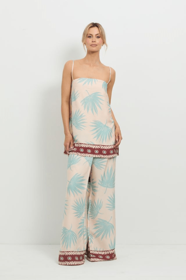 Summer Fling Tunic Multi by Pasduchas, soft-touch Tencel with exclusive palm print, adjustable straps, and invisible zip, perfect for trendy viral summer and coordinated looks.
