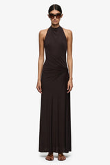 Court Halter Maxi Dress Dark Chocolate