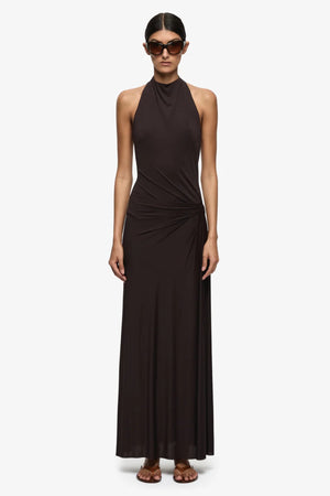 Court Halter Maxi Dress Dark Chocolate