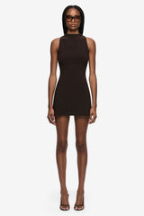 Gemma Racer Mini Dress Espresso by Bec + Bridge, fitted racer neck mini dress, perfect for cocktail events