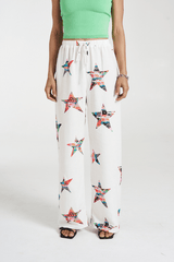 Elastic Waist Pants Star X Lovers by Summi Summi,comfy linen-rayon pants with elastic waist, adjustable drawstring, and pockets, perfect for relaxed, trendy days.